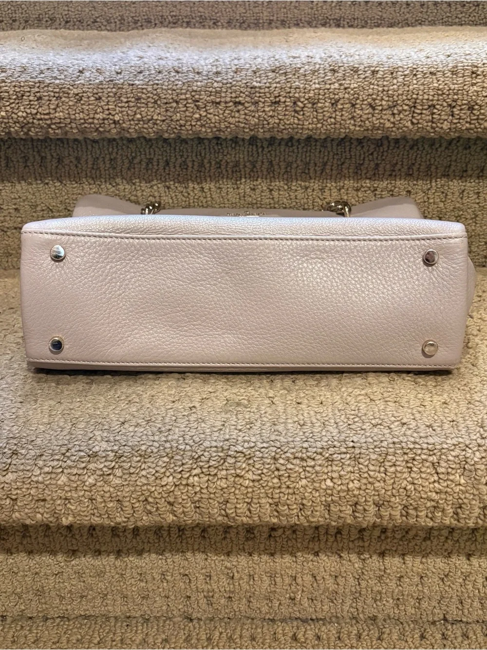 Kate Spade Beige Phoebe Emerson Shimmery Pebbled Gold Chain Leather Bag 8”x12”
